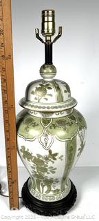 Japanese Kutan Green Floral Porcelain Table Lamp