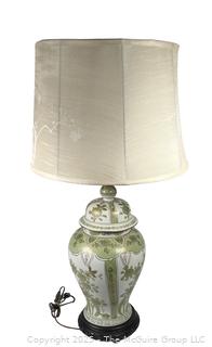 Japanese Kutan Green Floral Porcelain Table Lamp