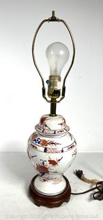 Japanese Imari Porcelain Table Lamp on Wood Base