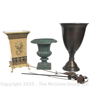 Three (3) Metal Urn Vases