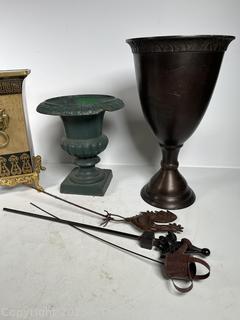 Three (3) Metal Urn Vases