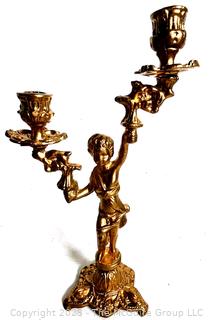 Two (2) Light Cherubs Candle Holder