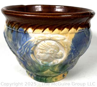 Unmarked Brush-McCoy Cameo Majolica Jardiniere Planter. Has crack