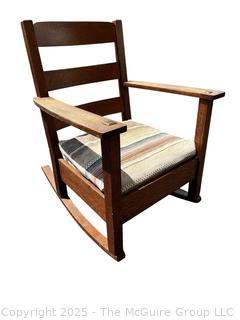 Limbert Stamped Arts & Crafts Mission Oak Rocking Chair c 1910