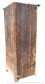 Primitive Corner Cabinet with Red Interior and Square Nail Heads