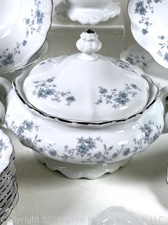 Set of Johann Haviland Bavaria Germany Blue Garland Porcelain Dinnerware