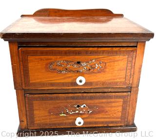 Primitive Table Top Two (2) Drawer Chest or Cabinet. 9 x 8 x 10.5"