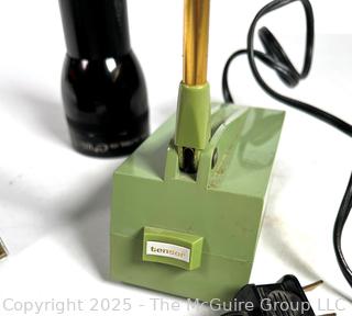 Two (2) Mid Century Modern Adjustable Tensor Desk Lamps and Flashlight