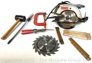 Group of Hand Tools Including Corded Rotary Saw
