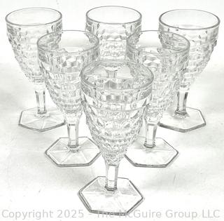 Set of Six (6) Fostoria American Clear Glass Water Goblets 