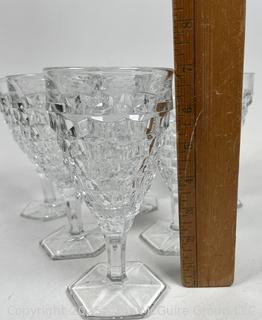 Set of Six (6) Fostoria American Clear Glass Water Goblets 