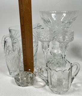 Crystal Glassware Including Red Cut to Clear Vase