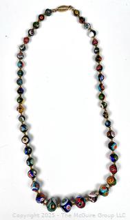 Venetian Murano Millefiori Art Glass Bead Necklace