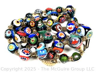 Venetian Murano Millefiori Art Glass Bead Necklace