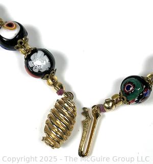 Venetian Murano Millefiori Art Glass Bead Necklace