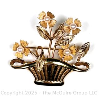 Van Dell Flower Basket Brooch 
