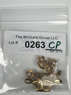 Van Dell Flower Basket Brooch 