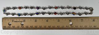 Sterling Silver Murano Millefiori Glass Bead Necklace