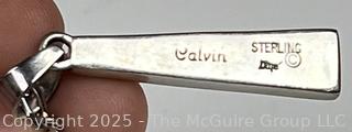 Sterling Silver with Inlaid Stone Pendant Necklace Signed by Navajo Artist Calvin Begay 