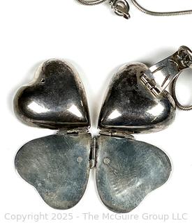 Sterling Silver Four Way Lucky In Love Clover Heart Locket