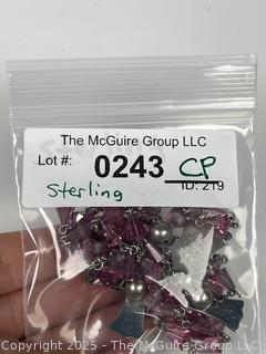 Sterling Silver and Pink Cut Glass Rosary Beads