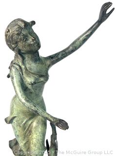 Nymph Sculpture in Bronze with Green Patina
