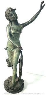 Nymph Sculpture in Bronze with Green Patina