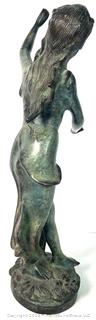 Nymph Sculpture in Bronze with Green Patina