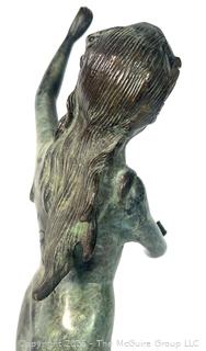 Nymph Sculpture in Bronze with Green Patina