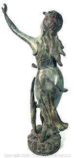 Nymph Sculpture in Bronze with Green Patina