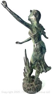 Nymph Sculpture in Bronze with Green Patina