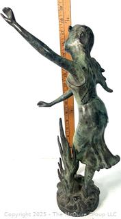 Nymph Sculpture in Bronze with Green Patina