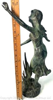 Nymph Sculpture in Bronze with Green Patina