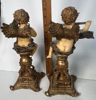 Pair of Cherubs on Pedestals 