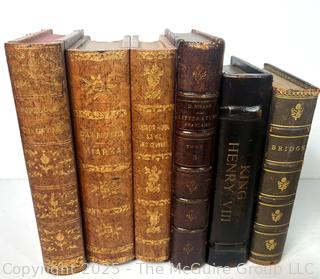 Group of Leather Faux Book Boxes and Liquor Decanter