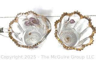 Set of Two (2) 1900s Ruby Northwood Cherry Pressed Glass Sugar and Creamer