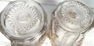 Set of Two (2) 1900s Ruby Northwood Cherry Pressed Glass Sugar and Creamer