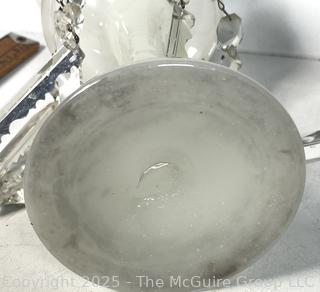 Opaline Frosted Glass and Crystal Mantel Lustre with Prisms