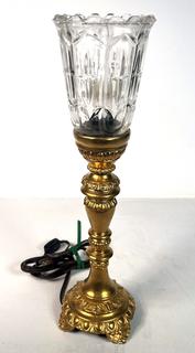 Gilded Metal & Crystal Boudoir Table Lamp