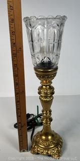 Gilded Metal & Crystal Boudoir Table Lamp