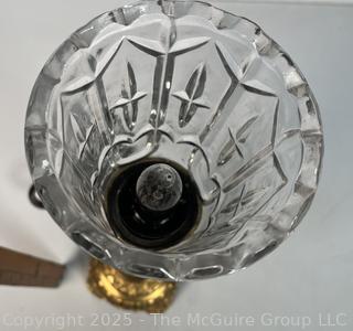 Gilded Metal & Crystal Boudoir Table Lamp