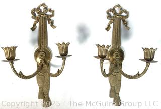 Pair of  Bow and Tassel Wall Sconces 