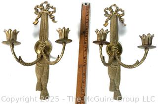 Pair of  Bow and Tassel Wall Sconces 