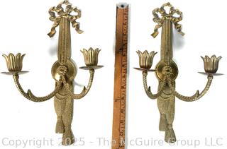 Pair of  Bow and Tassel Wall Sconces 