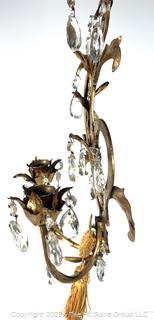 Pair of Louis XV Style Gilt Bronze Mounted Crystal Two Light Sconces