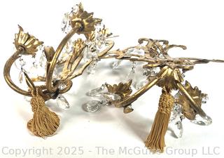 Pair of Louis XV Style Gilt Bronze Mounted Crystal Two Light Sconces