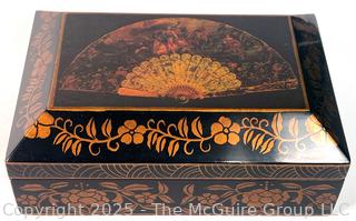 Black and Gold Lacquer Chinoiserie Large Storage Box