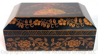 Black and Gold Lacquer Chinoiserie Large Storage Box