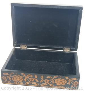 Black and Gold Lacquer Chinoiserie Large Storage Box