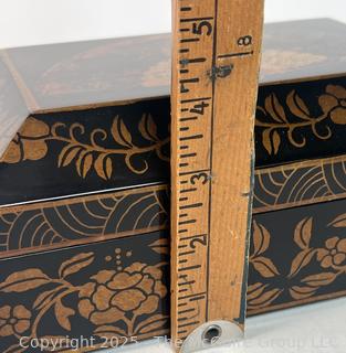 Black and Gold Lacquer Chinoiserie Large Storage Box